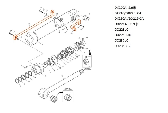DX200A 도산 발굴기 튜브용 실린더 오일 파이프
