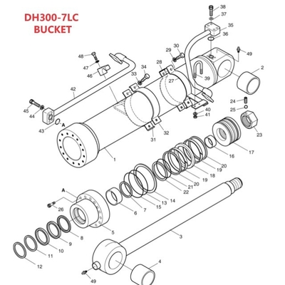 듀산 DH300LC-7 수압 배급기 구부러기 철 파이프