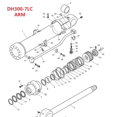 DH300LC-7 수압 시스템 배급기 발굴기 철 파이프에 대한 중간 팔 파이프 적합