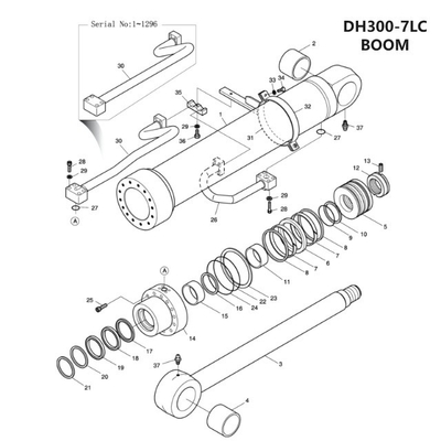 DH300LC-7 수압 시스템 배급기 발굴기 철 파이프에 대한 중간 팔 파이프 적합