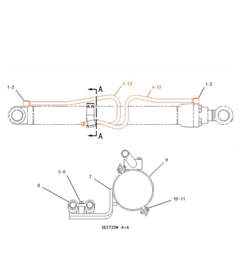 스틸 튜브 Caterpillar 336D 수압 실린더 파이프 204-8358 204-8359 부임 파이프
