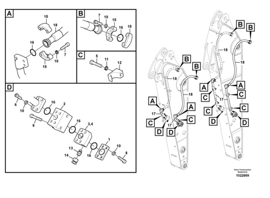 VOLVO EC480 EC460 발굴기 수압 실린더 파이프