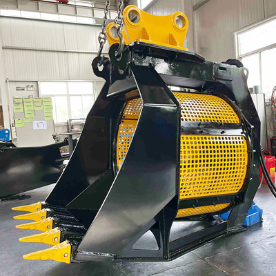 0.46 - 1.2 M3 용량 Excavator Sieve Bucket 수압 회전 스크린 버킷